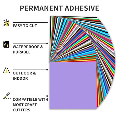 72 Pack Permanent Vinyl Sheets for Silhouette Cameo and Craft Cutters