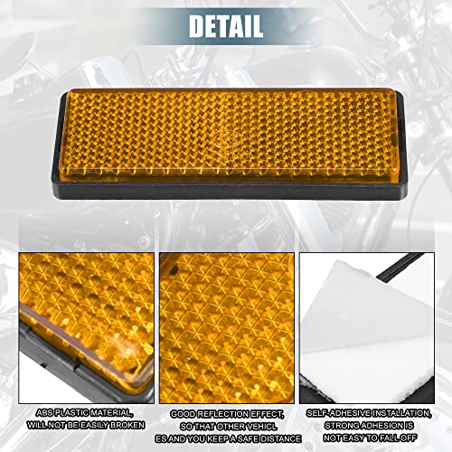 Image of X AUTOHAUX 6 Pcs Rectangular Stick-on Safety Spoke Reflective Self Adhesive Reflector for Gate Posts Cars Trailer Motorcycle Trucks Boat Bicycle Bike Orange