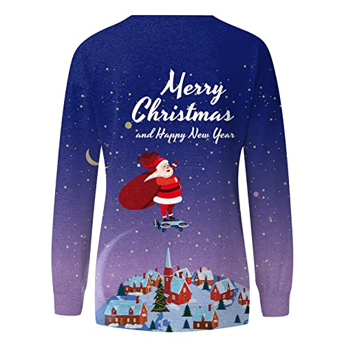 Women Christmas Fleece Sweaters, Long Sleeve Casual Loose Fit Sweaters Tops Crewneck Casual Fall Long Sleeve Tops Casual Fall Long Sleeve Tops Fashion Cute Going Out Tops #TOP1