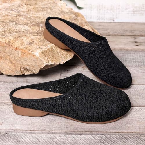 Women's Summer Casual Closed Toe Slippers Breathable Mesh Comfortable Flat Slides for Daily Wear with Jeans2