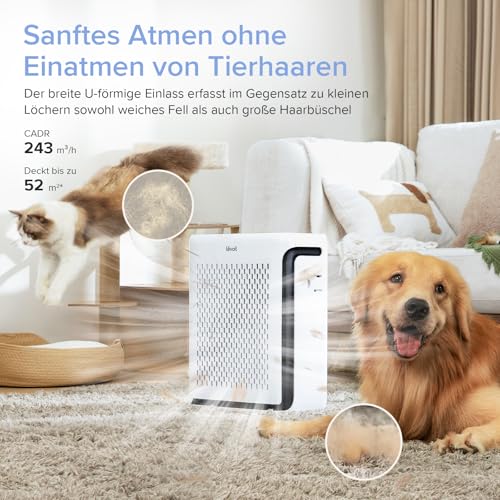LEVOIT HEPA Luftreiniger fur Allergiker, Tiermodus, CADR 243m³/h bis 52㎡ Raucherzimmer Wohnung, 23dB, mit Lichtsensor, waschbarem Vorfilter, entfernt 99,97% von Staub, Pollen, Tierhaare & Gerüche – Bild 4