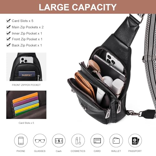 Image of cakang Womens Sling Bag Crossbody Bags for Women Vegan Leather Sling Backpack Daypack Fanny Pack Crossbody Purse Travel