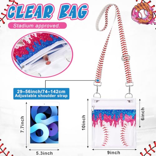 Image of Sanwuta Clear Baseball Bag Purse Stadium Approved | Baseball Purse for Women, Adjustable Shoulder Strap, Transparent Handbag