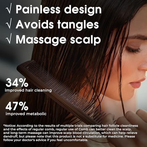 4 Piece Combs with Wooden Grain,Wide tooth Comb,Rat Tail Comb,Beard Combs,Fine Tooth Professional Hair Comb Set for Women,Men Barber Styling/Curly/Teasing/Parting/Mustache - Image 5