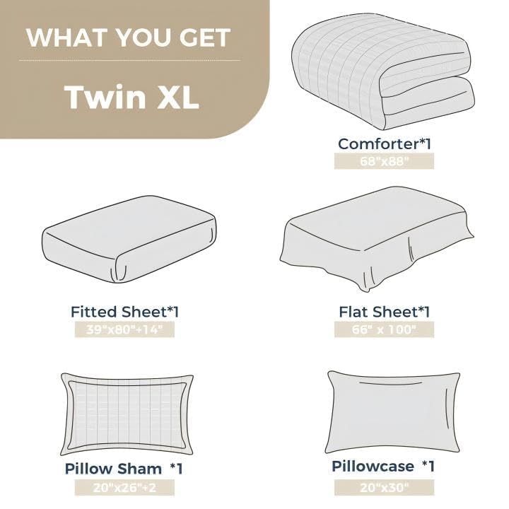 Image of HYMOKEGE Lake Blue Twin XL Comforter Set Seersucker 5 Pieces, All Season Luxury Bed in a Bag for Bedroom, Bedding Set with Comforters, Sheets, Pillowcase & Sham