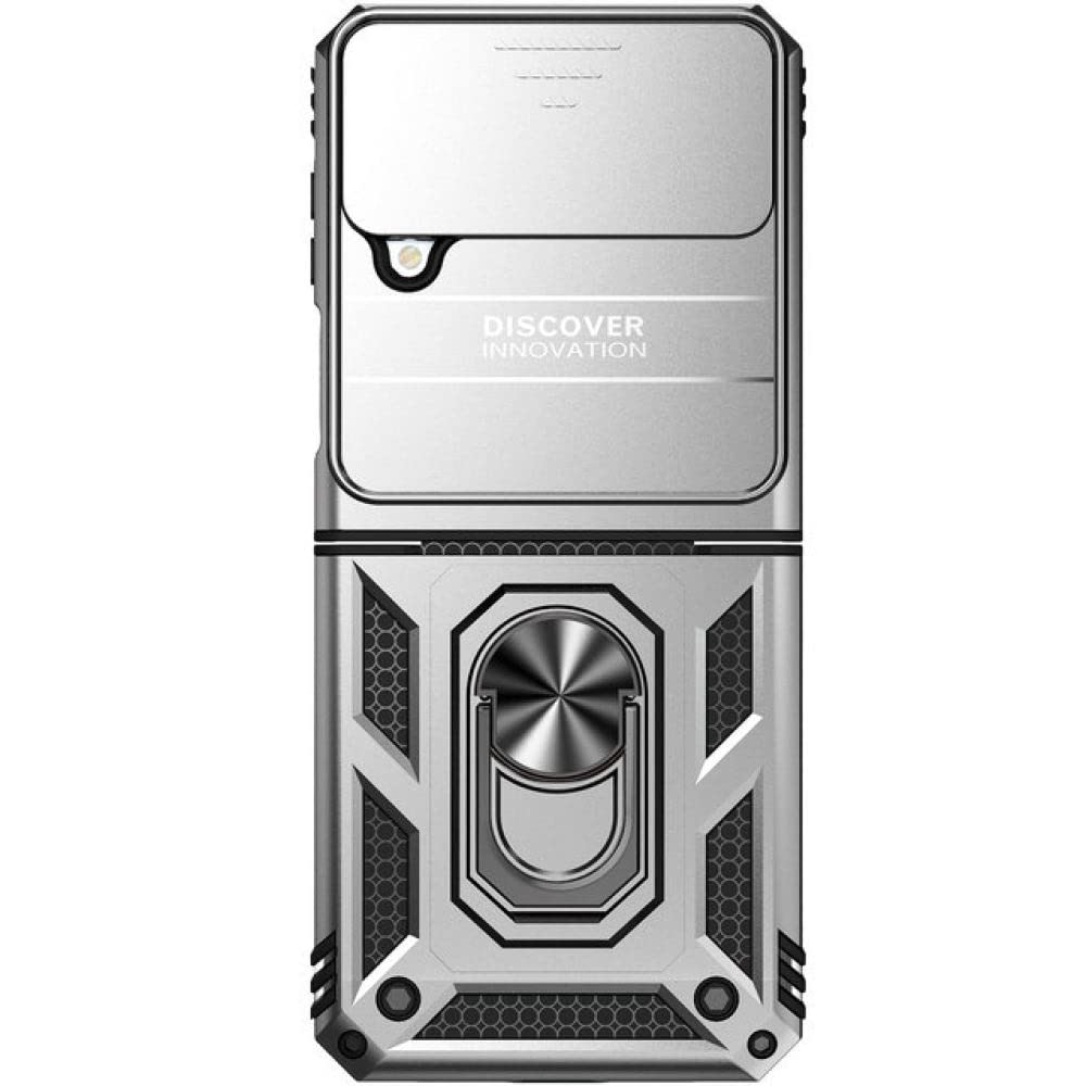 Coque Samsung Galaxy Z Flip 4 et 3 Double Couche Argent avec Protection d'Objectif - 6