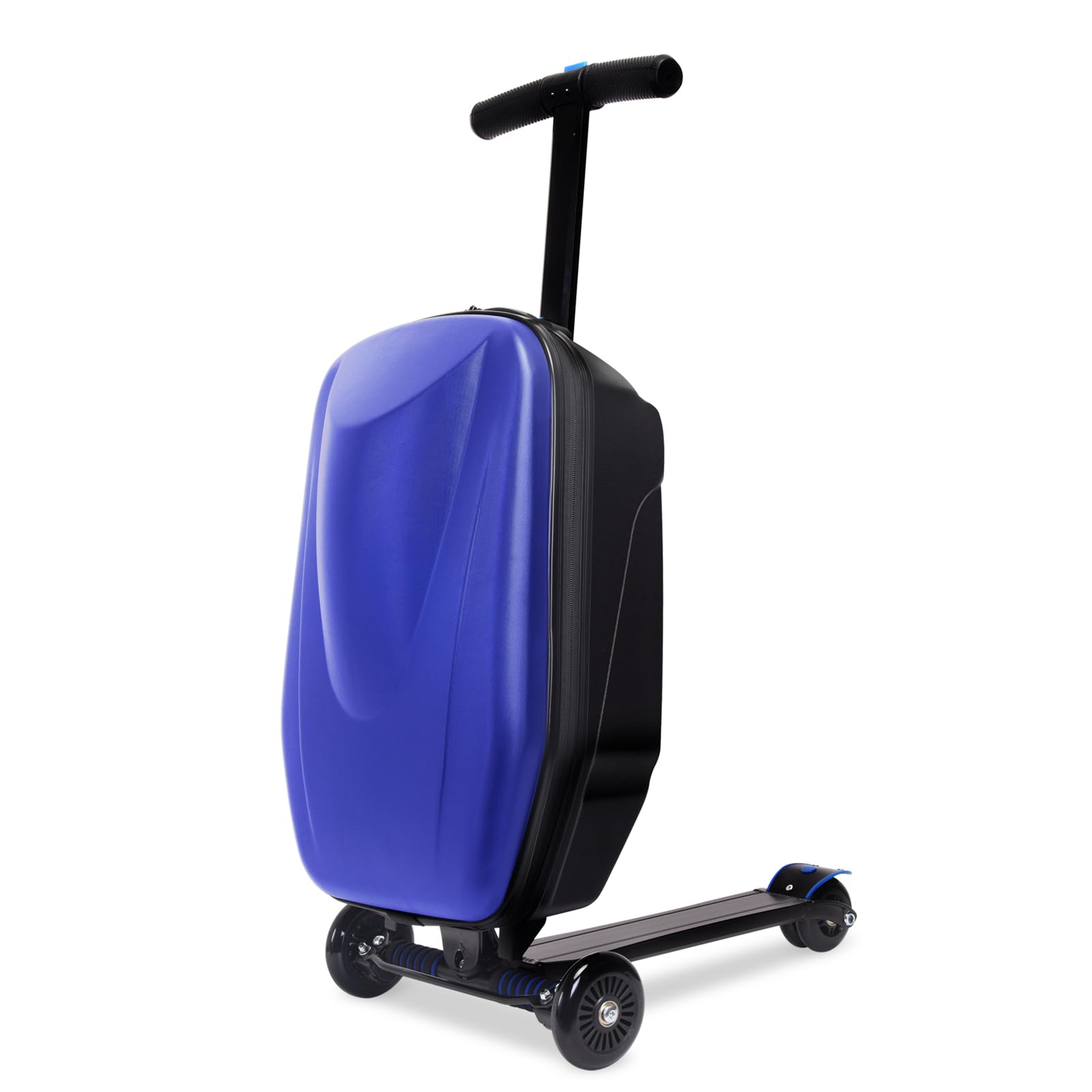 Icoget Maleta para patinete infantil 2 en 1 de viaje, maleta plegable de mano con 3 ruedas, color azul