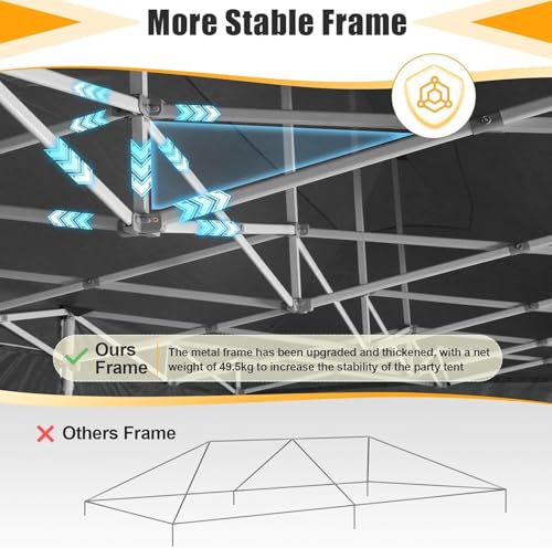 Image of HOTEEL 10x30 Heavy Duty Pop Up Canopy Tent with Sidewalls, Tents for Parties Commercial Party Tent Event Wedding Instant Canopy Waterproof with Carry Bag, UV 50+, Thicked Hexagonal Legs, Black