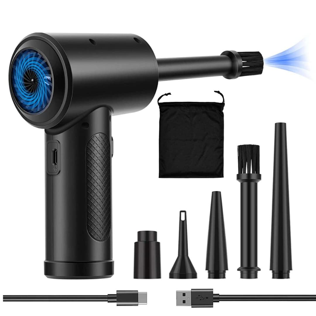 WinHoff Air Duster Powerful 51,000RPM - Compressed Air Duster Mini Vacuum Keyboard Cleaner for Computer, Car, Camera with 3-Speeds, 6000mAh Rechargeable Battery and LED Light -Cordless Air Duster