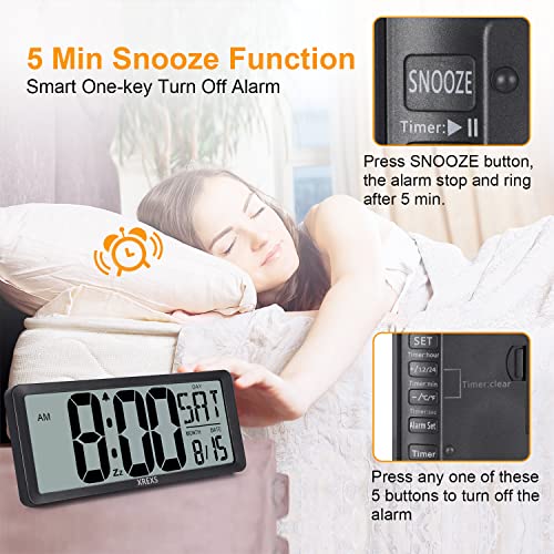Xrexs Large Digital Wall Clock, Battery Operated Alarm Clocks For Bedroom Home Decor, Count Up & Down Timer, 14.17 Inch Large Lcd Screen With Time/Calendar/Temperature Display thumb #1