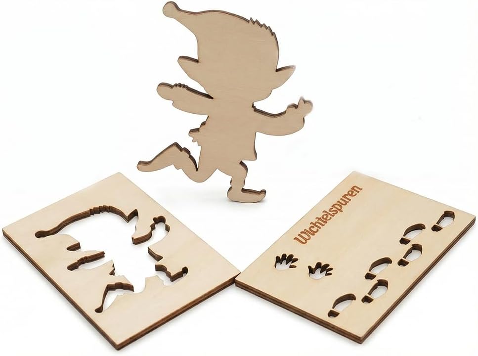 Wooden Elf Ornaments for Crafts - Christmas Stencils for Painting on Wood/Fabric, Reusable Craft Stencils for DIY Decorations, Adorable Miniature Elf Ornaments