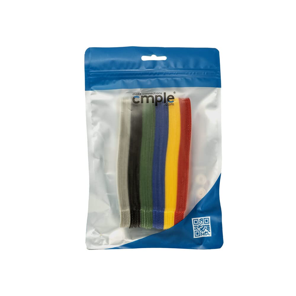 Cmple - Wiederverwendbare Kabelbinder, Nylon, verstellbare Kabel-Organizer, Hakenschlaufe, Kabel-Management, montierbare Kopf-Kabelbinder, 60 Stück, 15,2 cm – mehrfarbig