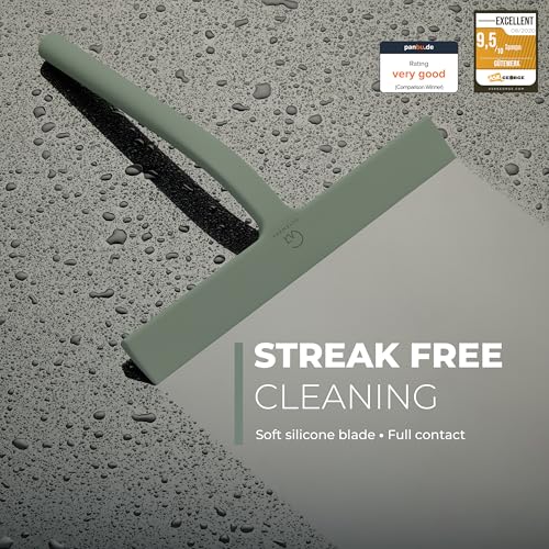 Image of GUTEWERK Shower Squeegee for Glass Doors and Windows - 9 Inch Green Rubber Blade for Cleaning