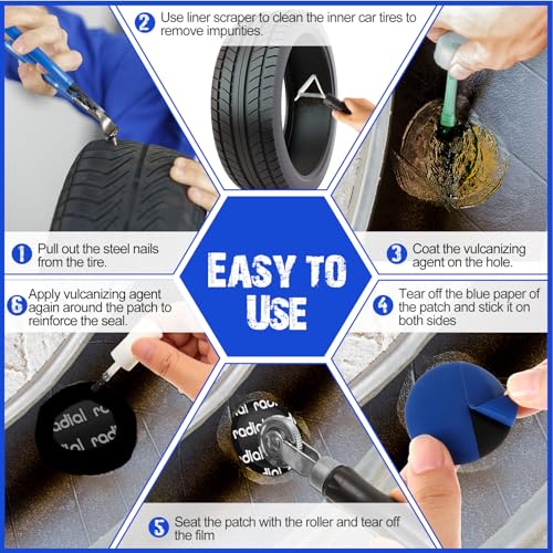Image of Tallew 120 Pcs Heavy Duty Tire Patches Radial Patch Round Fast Repair Cold Tyre Puncture Repair Kit for Car Truck Motorcycle Automobile Bike Inner Tire (45 mm)