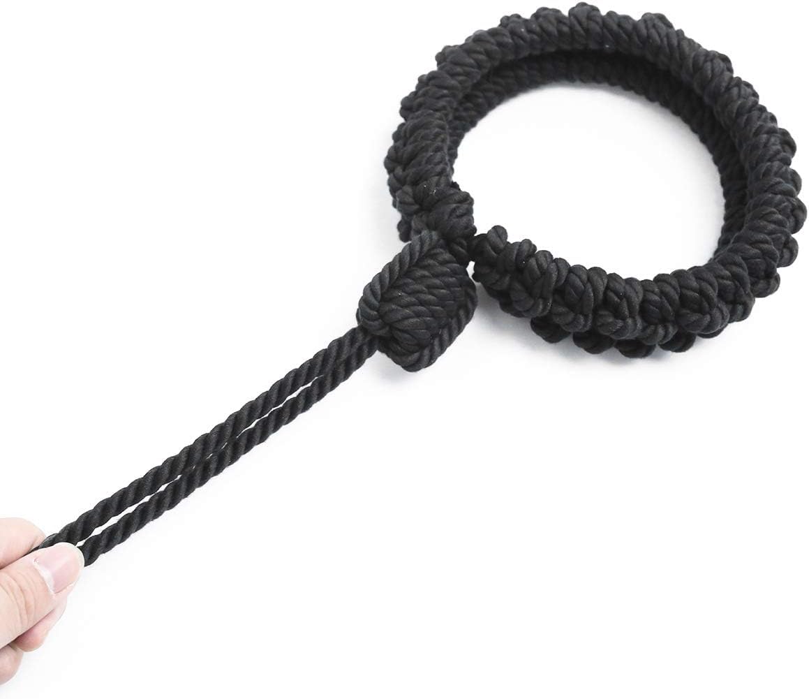 BONDAGERIE® Collare con guinzaglio schiava donna uomo sexy, in corda effetto raso, regolabile, vari colori disponibili