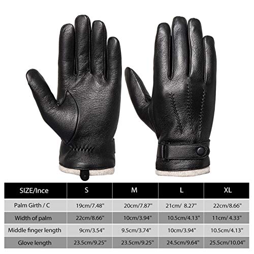 Mens Genuine Leather Gloves Winter - Acdyion Touchscreen Cashmere/Wool Lined Warm Dress Driving Gloves (Black/Cashmere, X-large) - Thumbnail 5
