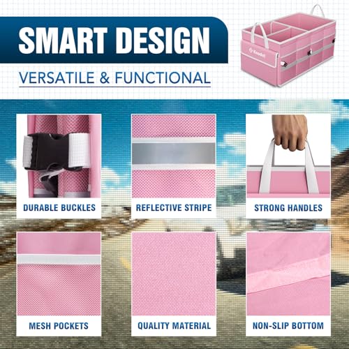 Image of K KNODEL Car Trunk Organizer with Lid, Collapsible Car Trunk Storage Organizer, Car Organizer and Storage for SUV, Truck, Sedan (Medium, Pink)