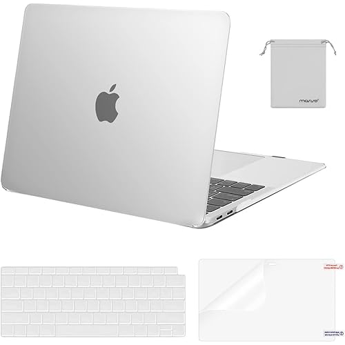 MOSISO Compatible with MacBook Air 13 inch Case 2022, 2021-2018 Release A2337 M1 A2179 A1932 Retina Display Touch ID, Plastic Hard Shell&Keyboard Cover&Screen Protector&Storage Bag, Frost