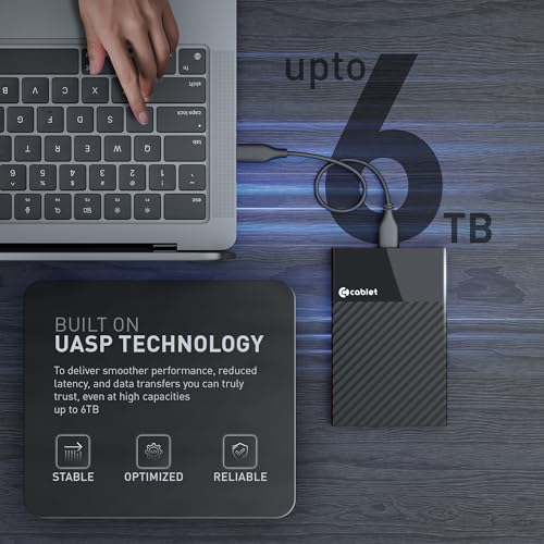 Image of Cablet 2.5 Inch SATA USB 3.0 HDD /SSD 5Gbps Speed Portable External Enclosure for 7mm and 9.5mm, Tool-Free Design, Supports UASP Max 6TB