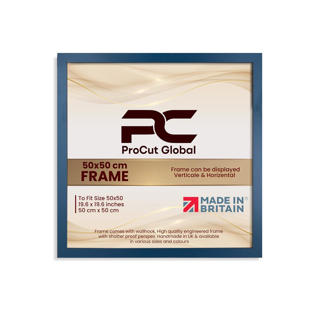 Procut Global 50X50CM Navy Blue Picture Frames - Modern Wooden Photo Frame with Shatterproof Perspex for Wall or Tabletop - Perfect for Posters, Certificates, Prints - Sizes & Colors Available — image 1