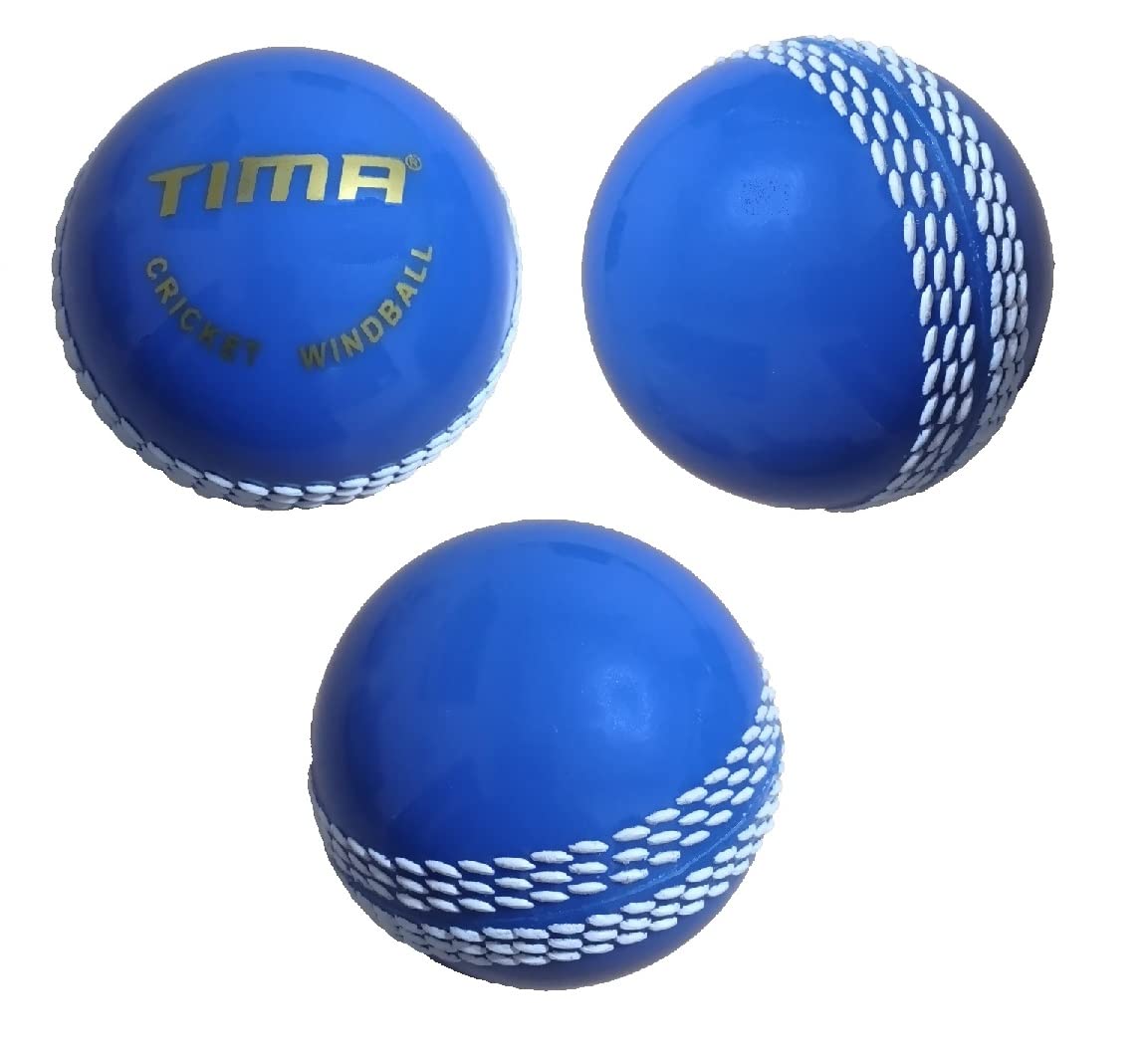 TIMA Synthetic Cricket Ball Poly Hard Cricket Balls - Indoor & Outdoor Training Cricket Ball for Coaching Practice (Blue Pack of 3)