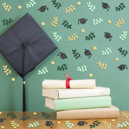 Image of Sage Green Graduation Confetti Glitter Greenery Graduation Decorations Class of 2026 Congrats Grad Table Confetti for High School /College Grad Party Decorations