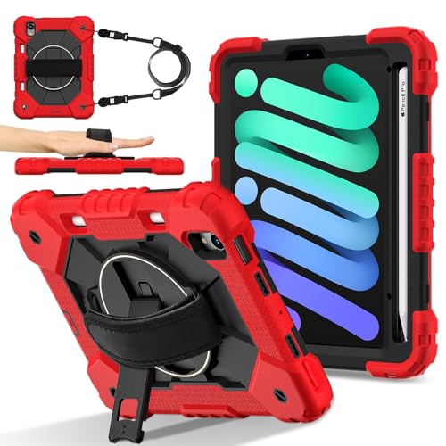 Protection silicone iPad mini 7 A17 Pro antichoc robuste rouge et noire