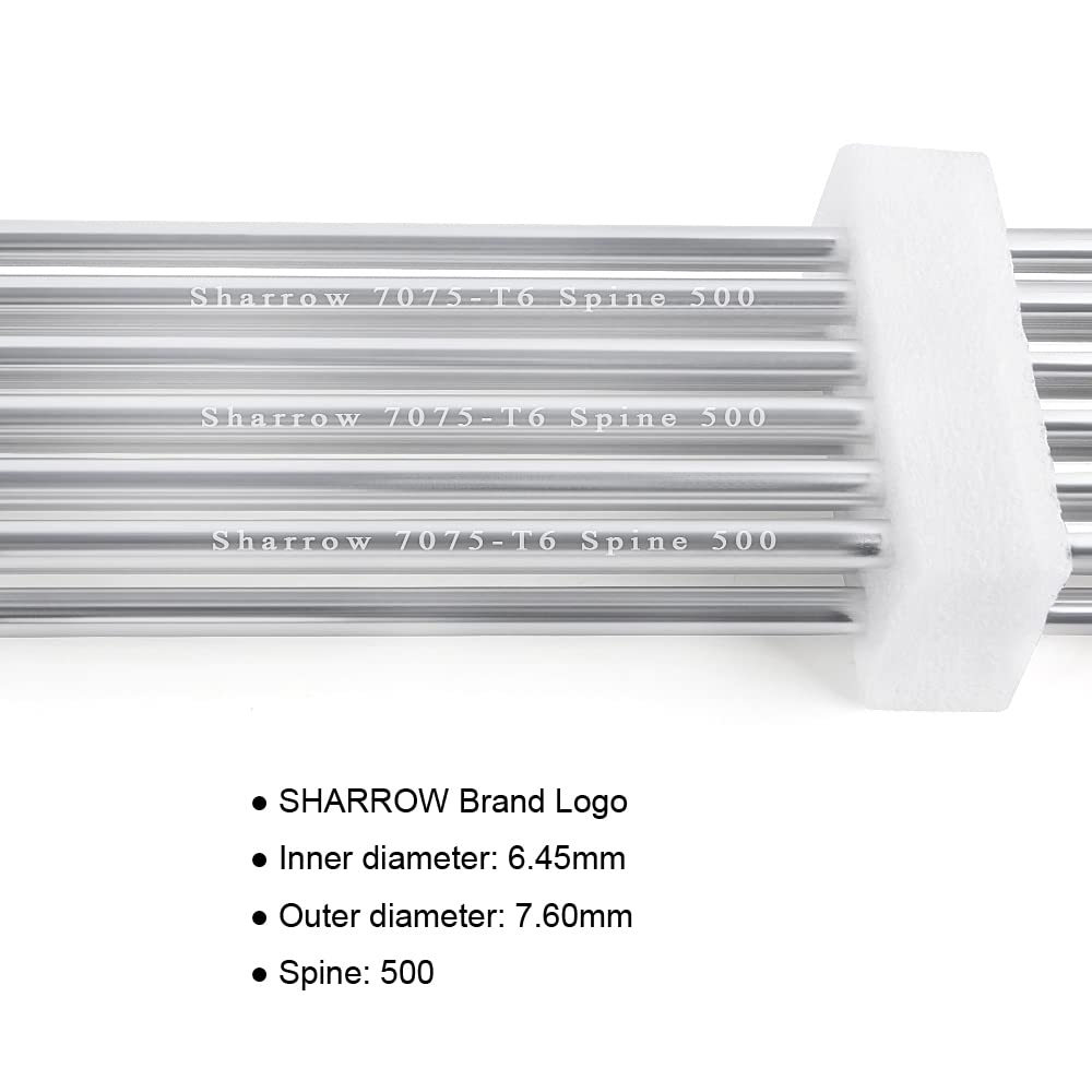 SHARROW Tir à l'arc Flèches en Aluminium 30 Pouces Flèches pour Chasse Spine 500 Arbres de Flèche en Aluminium Fletching Plumes Naturelles pour Arc à Poulies l'arc Classique