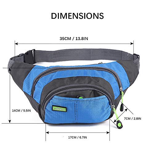 KKmoon Bolsa de cintura esportiva com grande capacidade à prova d'água para homens e mulheres Fanny