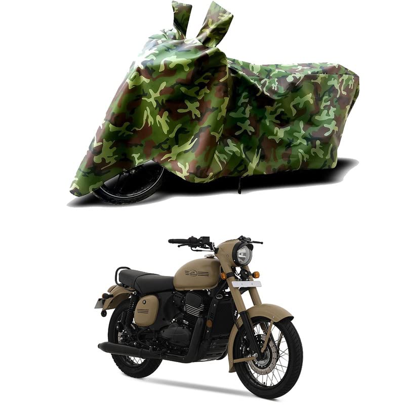 Image of 100% Water Resistant Bike Scooty Two Wheeler Body Cover Compatible for Jawa Khakhi Editions /UV-Rays /Heat Protection /Birds Dropping /Scratchproof /Dust Proof /Waterproof /All Varient[Green MJ]