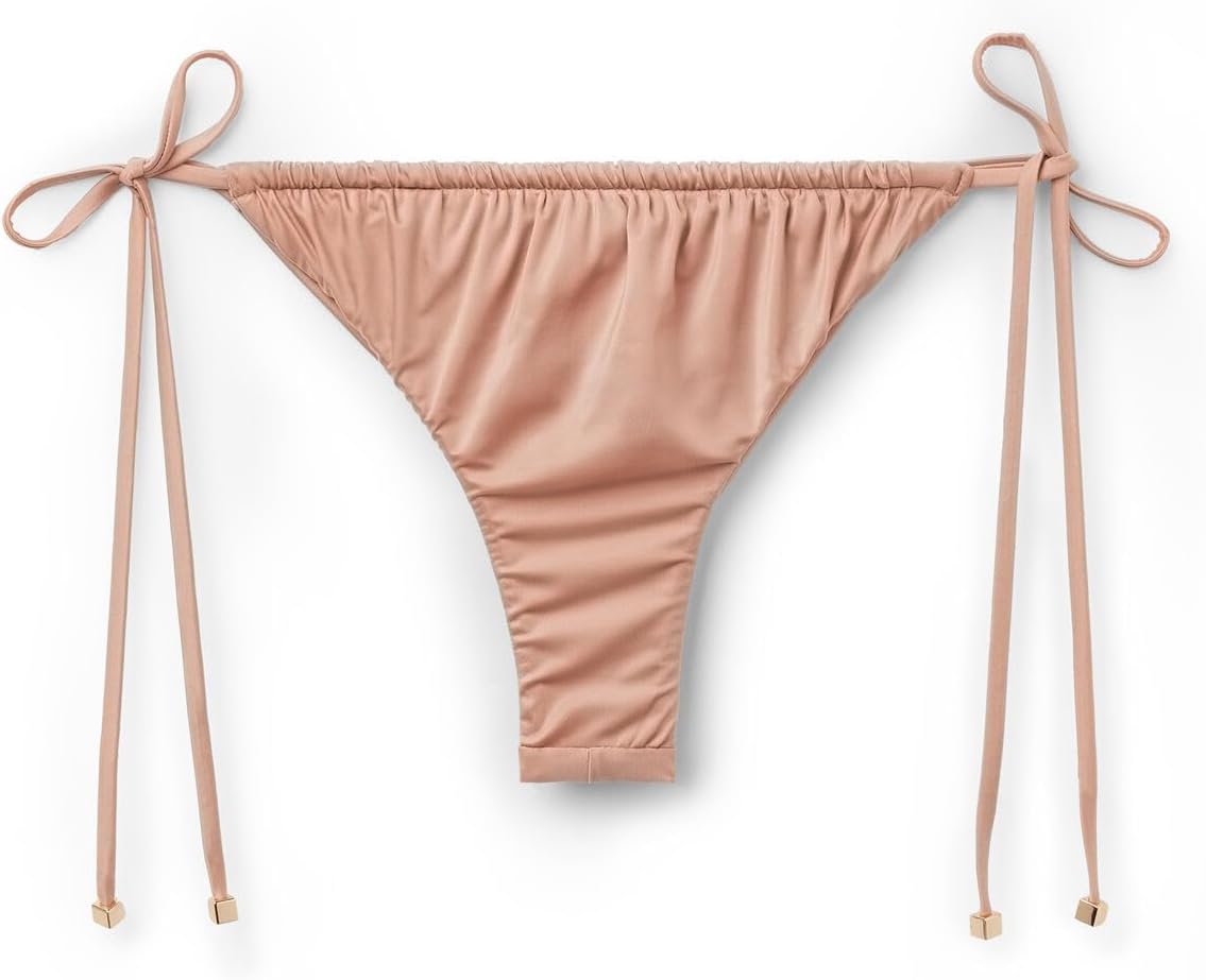 CALZEDONIA Woman's Satin Brazilian String Bikini Bottoms
