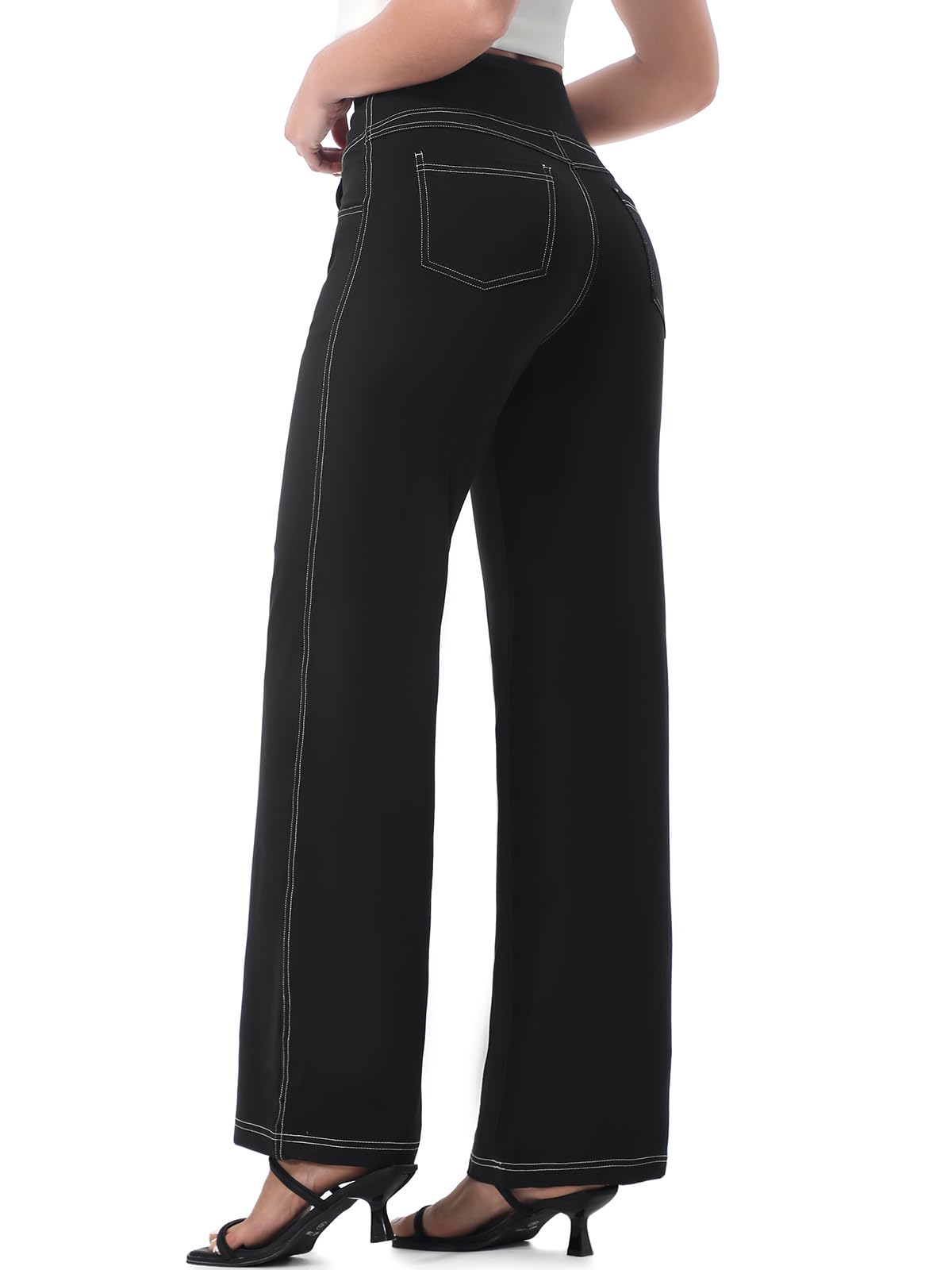 Pantalones de Yoga para Mujer, Pantalon Deportivo con Bolsillos Pierna Recta Pantalones Casuales para Jogging Correr