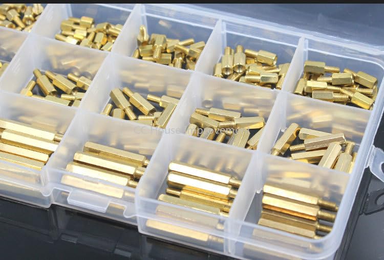 Generic 190PCS/Kit M3 Male Female Brass Standoff Spacer PCB Board Hex Screws Nut Assortment Set Kit with Plastic Box - (Color: M3)