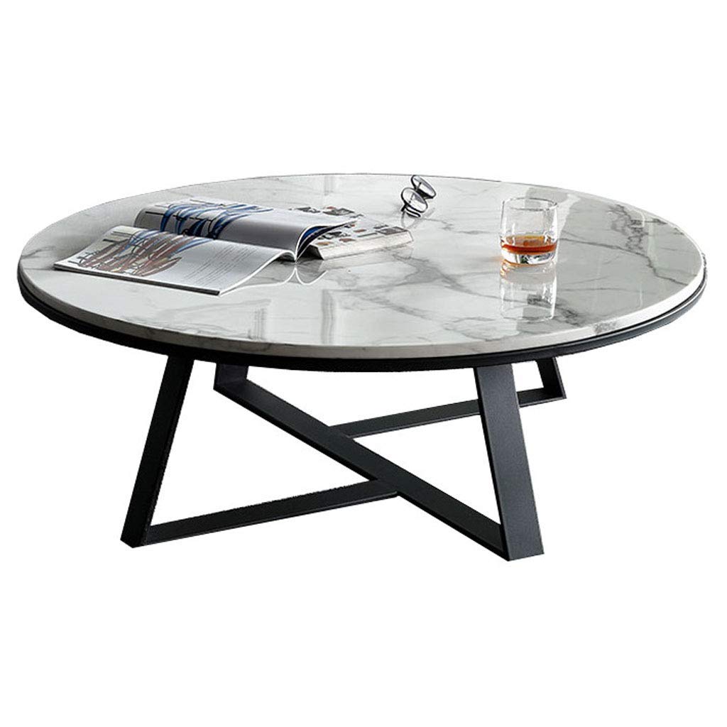 Table basse ronde luxe en marbre véritable et piétement doré