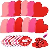 Glenmal 540 Sheets Heart Shaped Sticky Notes Bulk Valentine's Day Sticky Notes Mini Heart Pink Red Lips Heart Notepads Cute Self Stick Memo Notes Pad for Valentines Office School Supplies