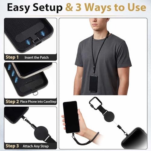Whimsibelle 3 Pcs Phone Lanyard Set Retractable Wrist Strap 7mm Black Cord - image 7