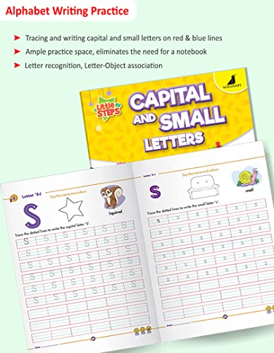 Image of Alphabets Capital and Small Letters Age 2 to 4 Years | Numbers 1 to 20, Pattern Writing Preschool Books| Woodsnipe Little Steps English, Maths Books for Nursery LKG | Combo of 3 Fun Workbook