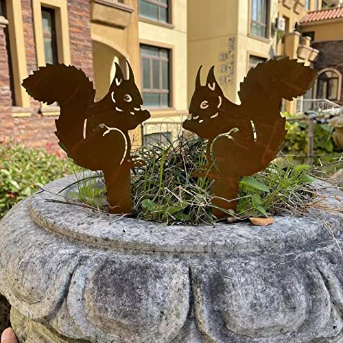 Decoração de jardim de esquilo de metal - Estacas animais da silhueta do projeto do jardim elegante