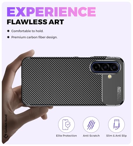 Image of Golden Sand Aramid Fiber Back Cover Case for Samsung Galaxy A17 5G, Samsung Galaxy M17 5G - Slim Fit, Military-Grade Drop Protection, Raised Edges for Screen & Camera (Mirage Black)