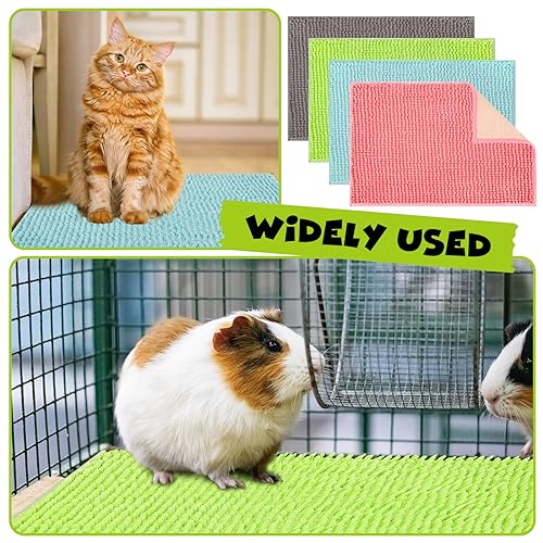 Barydat 8 Pcs Guinea Pig Cage Liner for Guinea Pig Cage Bedding Reusable Rabbit Mat Pad Washable Training Pad Animal Sleeping Bedding Mat(16x12'',Gray, Green, Pink, Blue) - Image 5