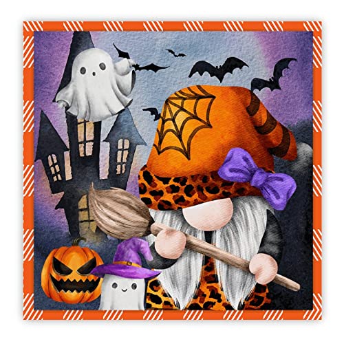 Panneau mural bois Halloween vintage citrouille et fantôme rustique