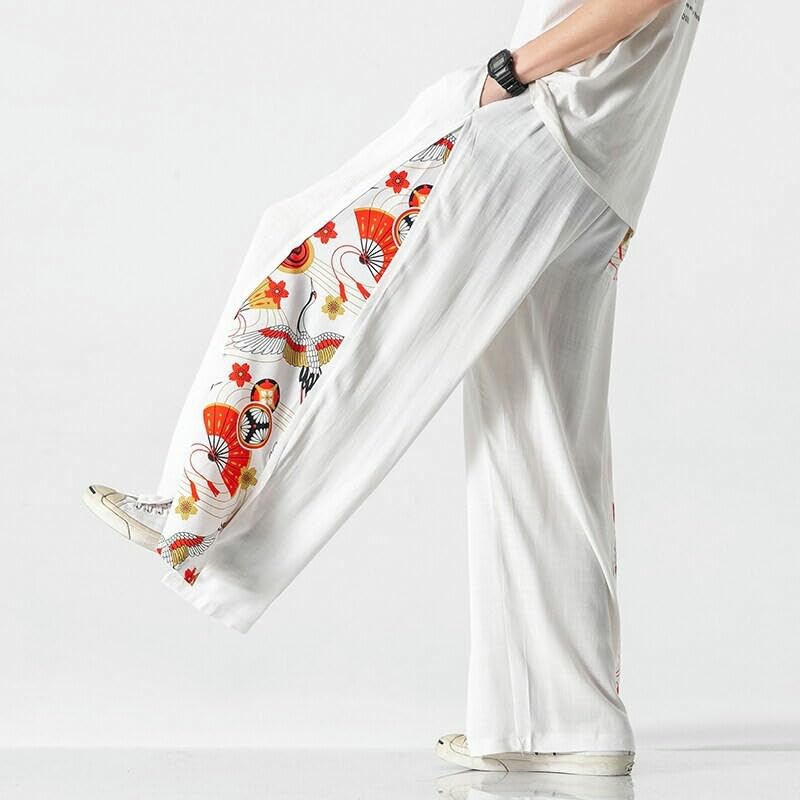 Jupe-culotte en coton et lin de style chinois pour un ete decontracte - 5