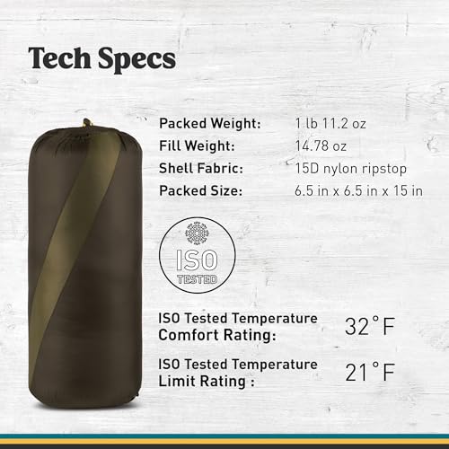 Image of Sierra Designs Cloud 20 Degree DriDown Sleeping Bag Ultralight Zipperless Down Sleeping Bag for Backpacking and Camping