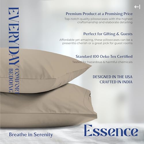 Image of Mayfair Linen Organic Cotton Queen Pillow Cases Set of 2 (21 inch x 32 inch), Taupe