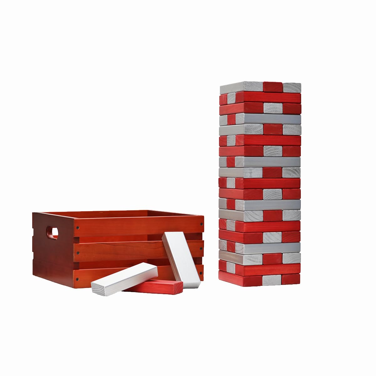 Tailgating Pros Premium Giant Toppling Timbers with Stained Crate – Choose Your Team Colors! Jumbo Outdoor Yard Game, Tower Grows to Over 5 Feet! –