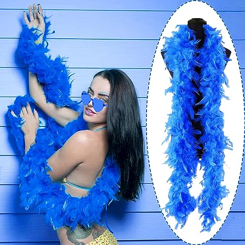 BDSHUNBF 4 Stück Federboa, Feder Boas, mit Herzförmigen Randlosen Sonnenbrillen, für Kostüm- und Bastelzubehör, für Cosplay, Halloween, Weihnachten, Kostümparty für Mädchen