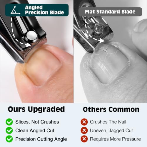 Image of Upgraded 20% Ultra Sharper All-in-One Fingernail and Toenail Clippers, 15% Thicker Sturdy DE-420J2 Stainless Steel, Great Gifts Nail Clippers for Seniors Toe Nail Clippers Case (2-in-1 Black) | Ultra Sharp All-IN-ONE Kit: 15% Thicker Premium Sturdy Podiatrist Toe Nail Care Tools. Perfect Grooming Gifts with Case