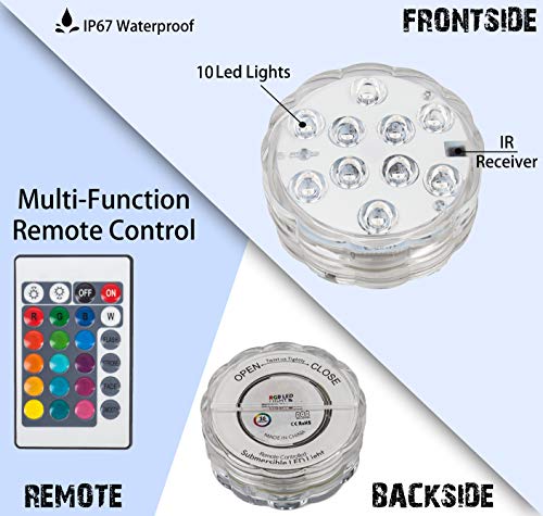 Submersible Led Lights With Remote - 2021 Underwater Led Lights - Waterproof Light Pad - Led Lights Battery Operated - Aquarium Lights Decorations - Fountain,Pond Lights -Four Remote Controls Included #TOP5
