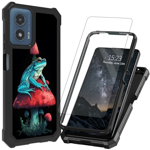 ACWDMKH for Motorola Moto G 5G 2024 Case/Moto G Play 5G 2024 Case with Screen Protector Dual Layer Structure Protection Corner TPU Bumper Phone Cover,Frog Sitting