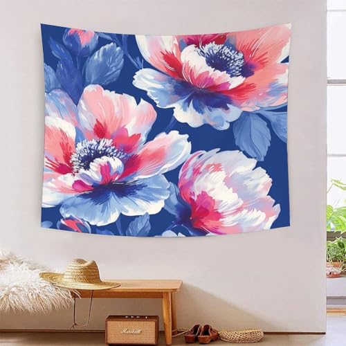 Tapisserie murale effet 3D TNSGHAVED Fleurss en tissu grand format 180x230cm pour décoration